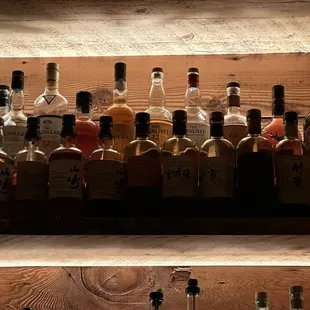 bottles of alcohol on a shelf