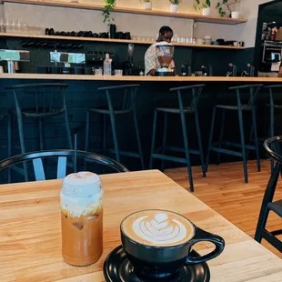 a cappuccino in a coffee shop
