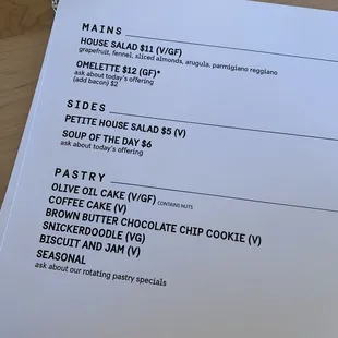 Current menu April 2024