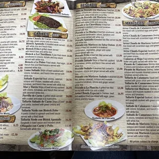 a menu for mexican cuisine