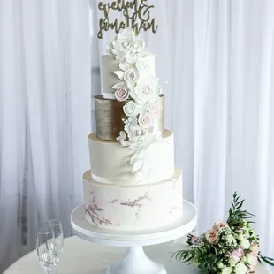 a wedding cake on a table