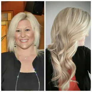 Before and After: This shows my severely damaged hair. Tera completely restored it to shiny and healthy hair. Tera is an amazing stylist!