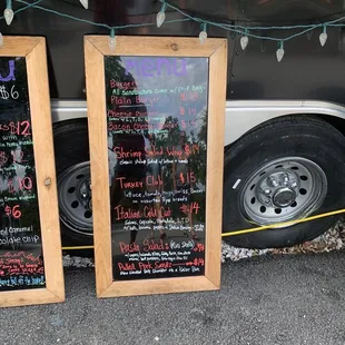Food truck menu right side.