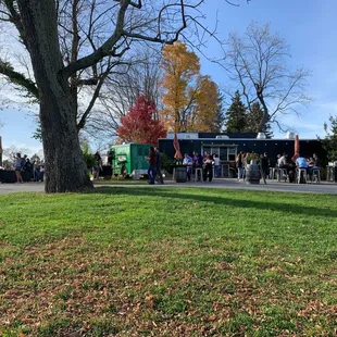 The small beer truck and food truck.
