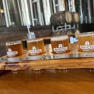 a row of beer glasses