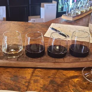 a flight of wine glasses
