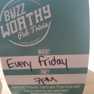 a sign for every friday time