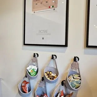 a wall of snacks and drinks