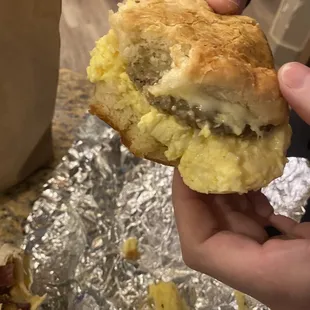 Horrible biscuit, takes like baking soda. Supposed to be a bacon biscuit with no cheese. It's a sausage biscuit smothered in pepper jack.