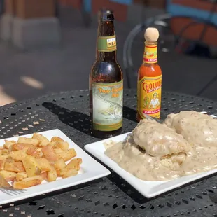 A well rounded breakfast with beer and wine!