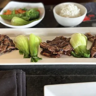 Short ribs, vegetables, and rice