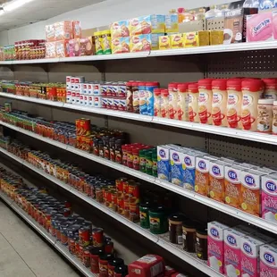 a variety of products on shelves