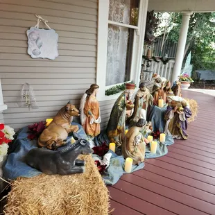 The nativity scene right outside on the patio