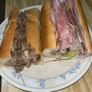 two subs on a plate