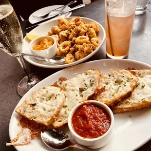 Basil Cheese Garlic Bread Crispy Calamari