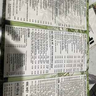 menu