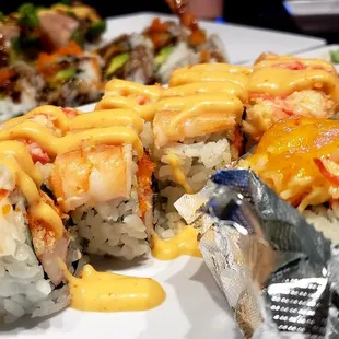 California on fire roll and tempura roll