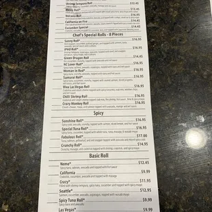 Sushi menu- BOGO free