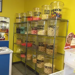 a display of various flavors