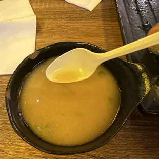 1. Miso Soup (with takeout spoons)