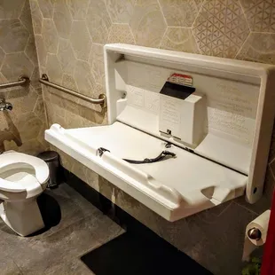 We have a baby changing station!