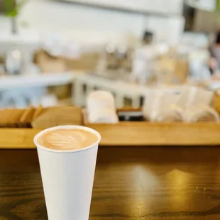 a cup of coffee on a table