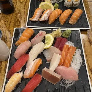 Salmon complete, and sushi and sashimi combo