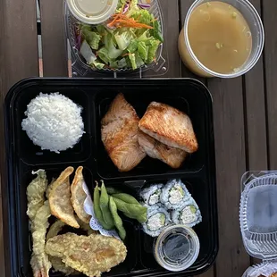 Salmon teriyaki bento box