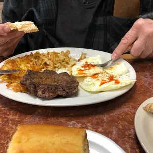Hamburger Patty and 3 Eggs