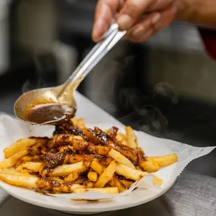 a plate of french fries