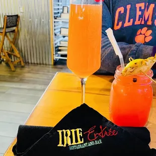 Raspberry Bellini and rum punch