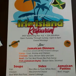 the menu