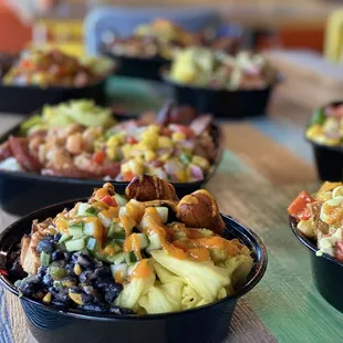 bowls of food on a table