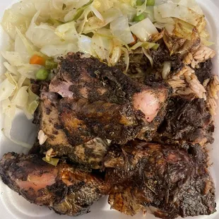 chicken Rice and Peas Cabbage