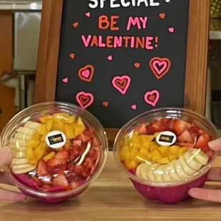 Valentine bowl containing Dragon Fruit.