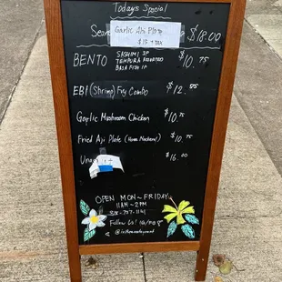 Menu board