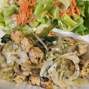 Garlic Tofu Stir Fry, no rice all tossed salad.