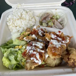 Chicken with sashimi combo