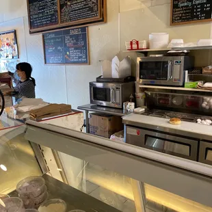 The menu and prep area