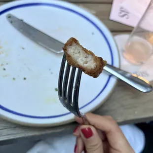 Fried fermented milk croutons - moist inside - so very delicious