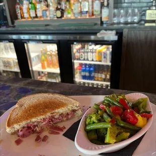 HALF of my Reuben and  vegetables  !!!