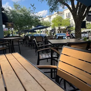 tables and umbrellas on a sunny day