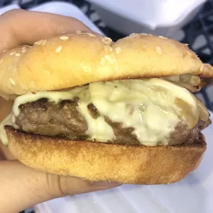 1/3 Lb. Ground Round with Swiss Cheese and Sautéed Onions
