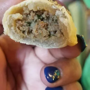 Inside of a mini meat pie