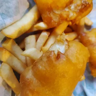 fish and chips in a basket