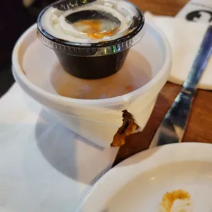 Wings busting out of the dip container they provided