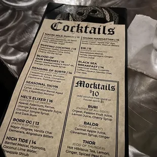 menu