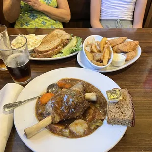 Lamb Shank Stew, Grilled Reuben on Rye &amp; thick and juicy Chicken Strips &amp; Chips.