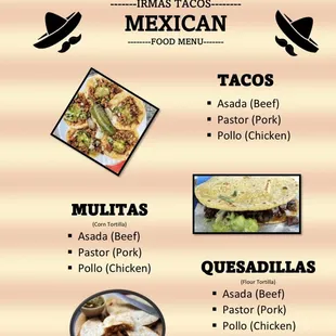 Menu for the catering events