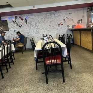 Inside signatures on wall